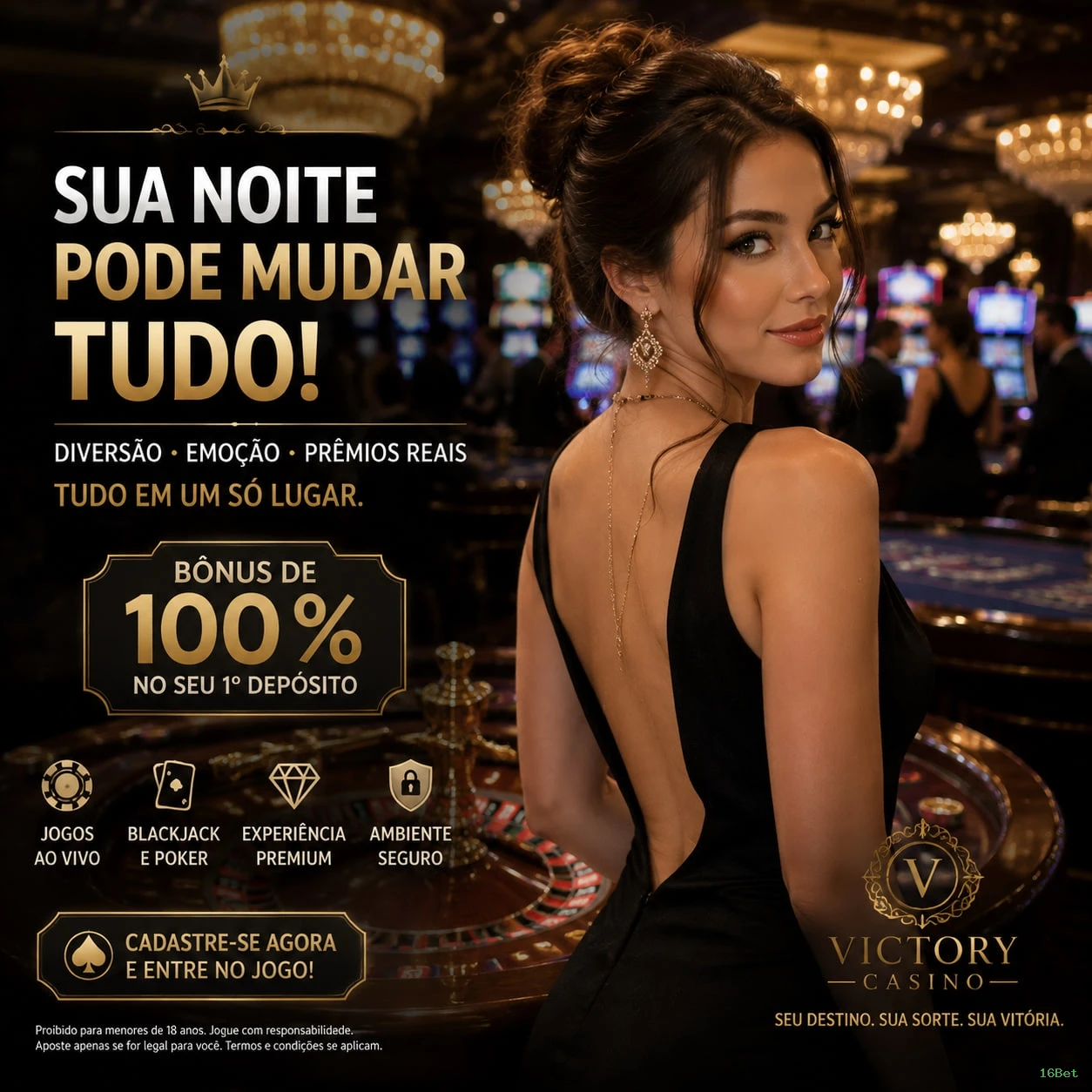 Imagem promocional da 16Bet mostrando a plataforma e suas vantagens